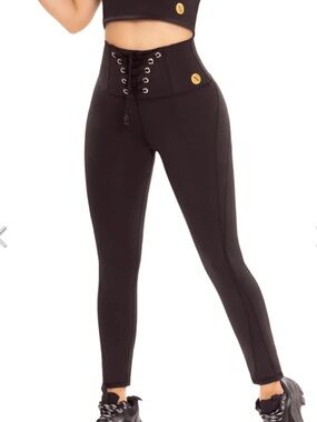 Colombia Navonella Fit XS Black High Rise Compression Leggings Corset Front